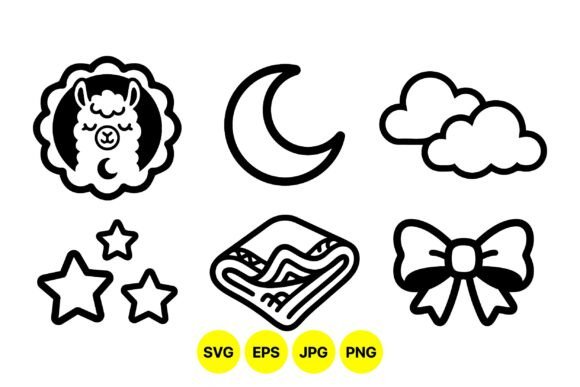 Cute Nighttime Llama Clipart Set