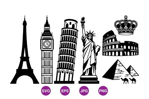 Famous Landmarks Silhouette Clipart: Elevating Design with Iconic Shapes