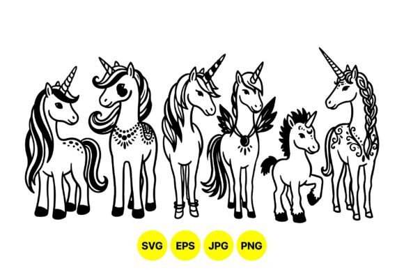 Magical Unicorn Line Art SVG for Creative Projects