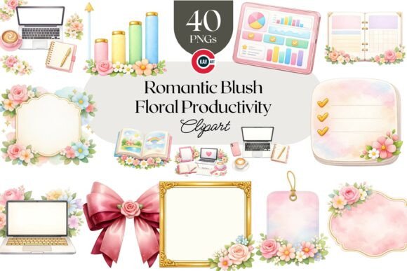 Mastering Aesthetic Branding with Romantic Blush Floral Productivity PNGs