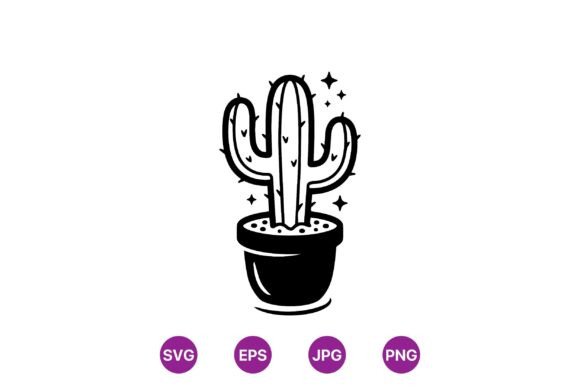 Minimalist Black Cactus SVG Art