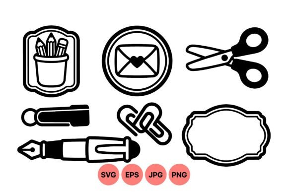 Office Supplies Icon Clipart Set