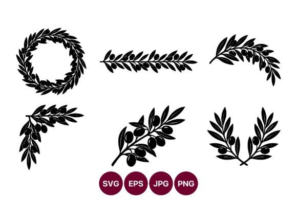 Olive Branch Wreaths in Vector Art