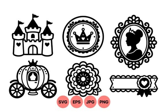Princess Fairytale Silhouette Icons