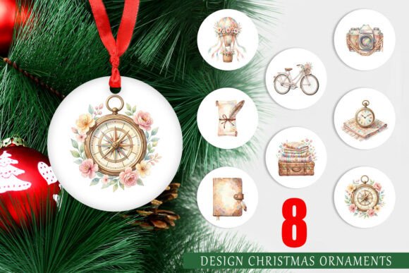 Transform Your Holiday Season with Digital Boho Travel Ephemera Christmas Ornaments