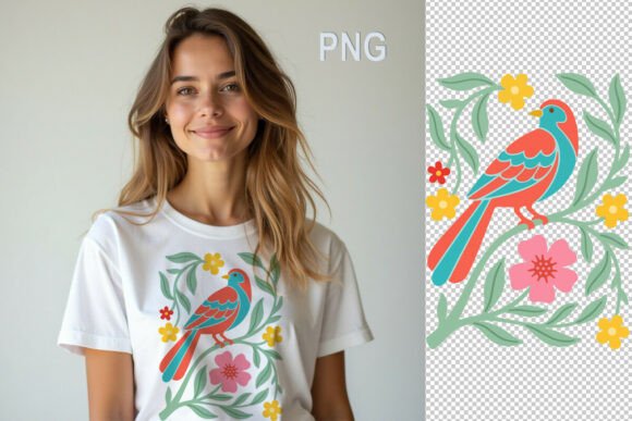 Unleashing Vibrant Folk Art: The Versatility of the Colorful Bird on Floral Branch Design