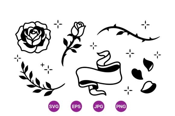 Vintage Rose Tattoo Design Set: A Timeless Solution for Modern Ink