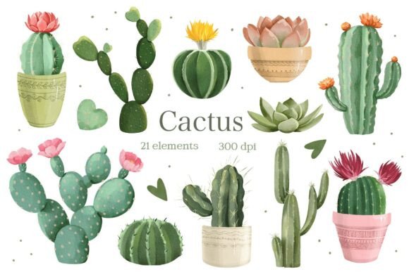 Watercolor Cactus Succulent Clipart: A Creative Essential for Modern Designers